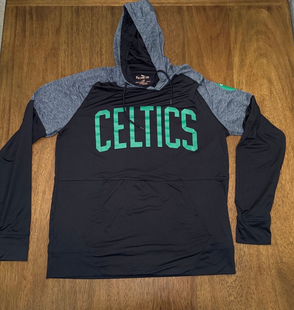 Boston Celtics Fanatics Men’s Large Black Gray Performance Pullover Hoodie NBA